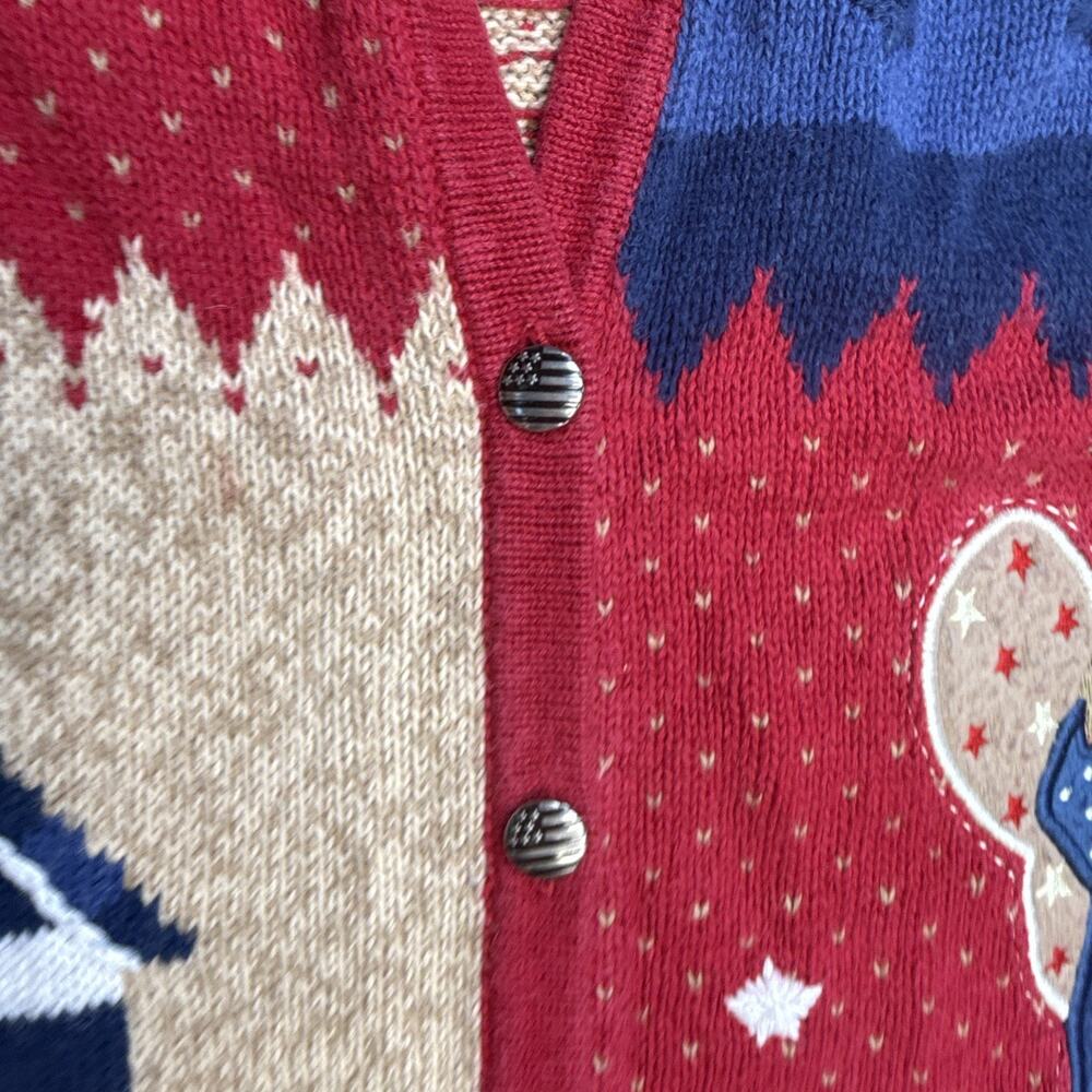 Vintage Women’s Quacker Factory Americana Red Knitted Sweater Vest Size Large - Picture 3 of 11